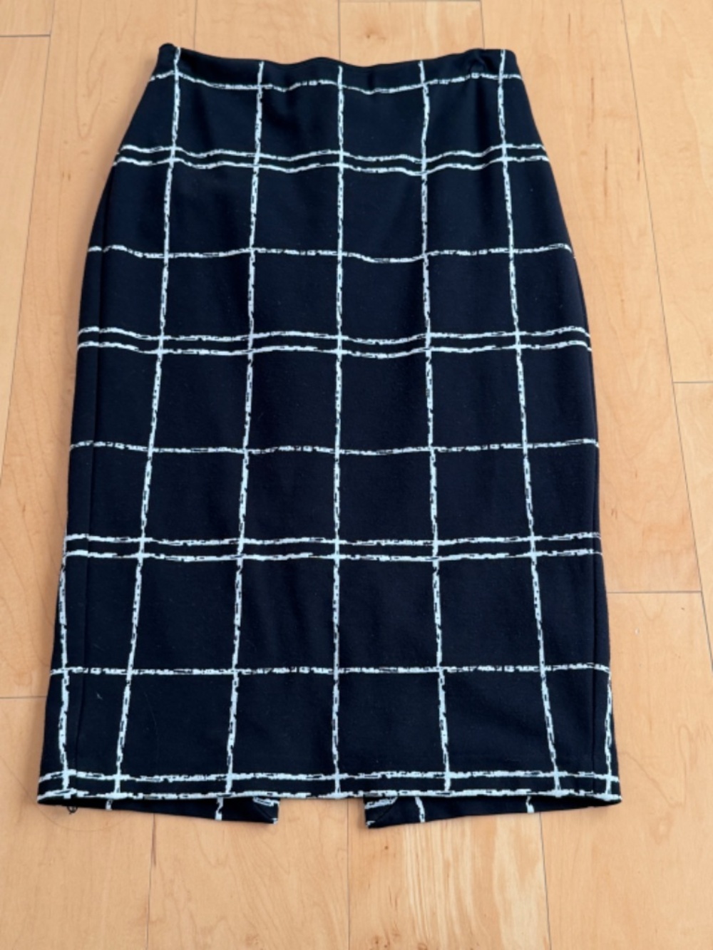 Express ~Black & White Windowpane Midi High Waisted Pencil Skirt~Size 0